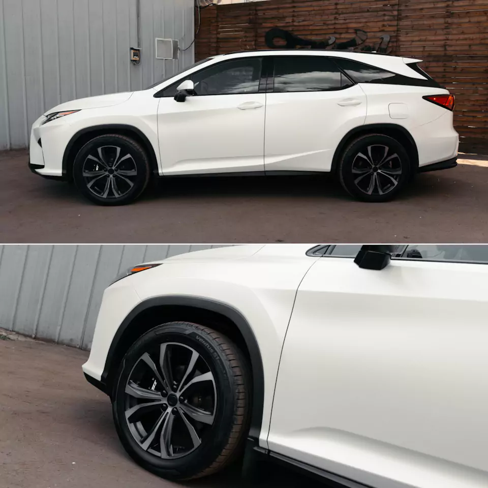 Вторая молодость для Lexus RX350L: кузовной ремонт и покраска, оклейка матовым полиуретаном, 